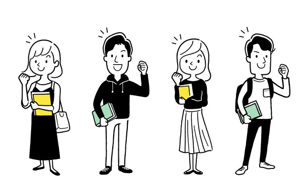 矢量插画素材:励志大学生男女，人物集图片下载