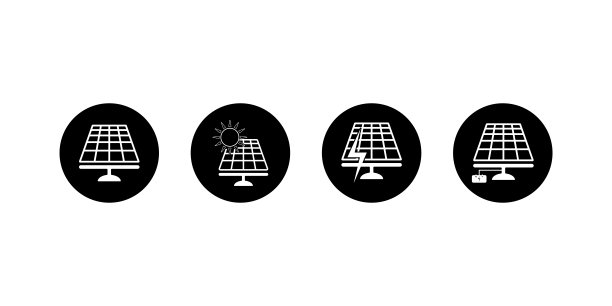 带有太阳图标的太阳能电池板图片下载