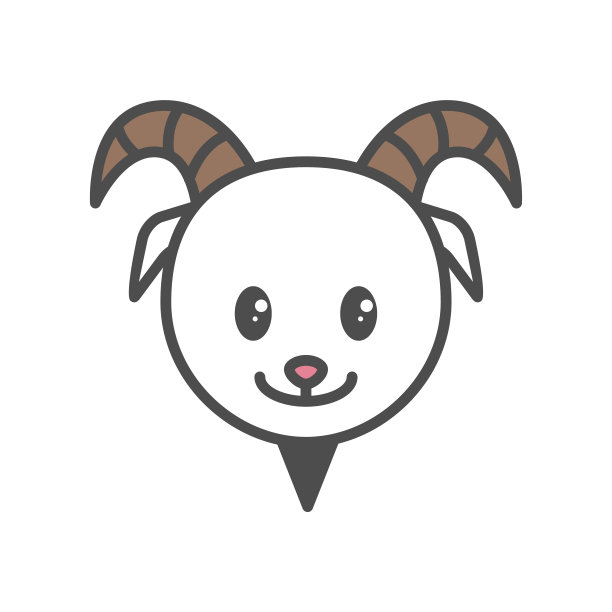 图标插图山羊生肖填充颜色-中国生肖矢量插图图片下载