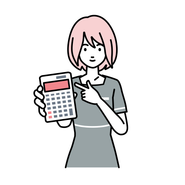 一个美容师，前台女接待员，推荐，提议，展示估价，微笑着指着计算器图片下载