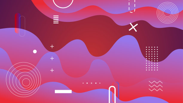 现代液体紫色和红色渐变抽象背景与波浪曲线层图片下载