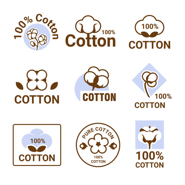 软棉图标，有机标志。自然标志，印章或贴纸，植物工业标志，用于天然纺织服装。标识型植物模板。孤立的元素。矢量插图设计图片下载