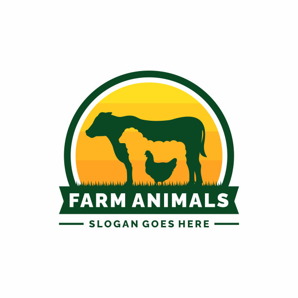 农场动物标志设计矢量。家畜标志矢量图片下载
