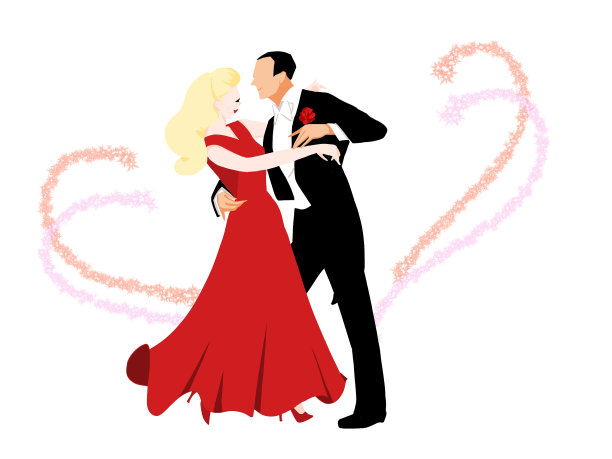 一个女人和一个穿着带花燕尾服的男人跳舞图片下载