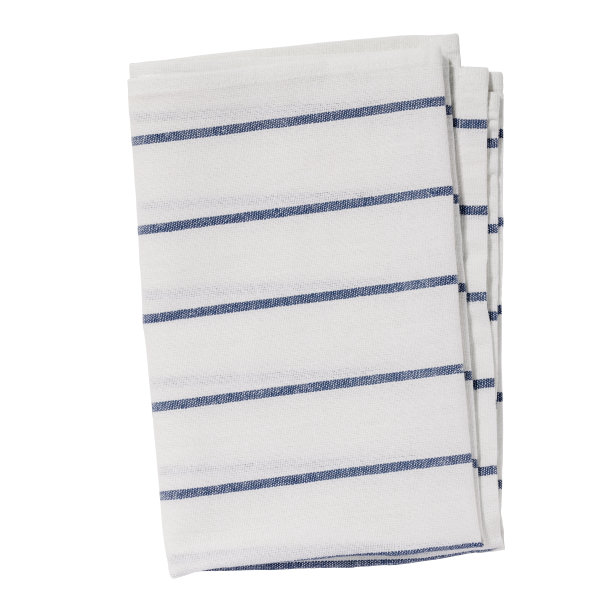 白色折叠棉条纹餐巾孤立。厨房毛巾俯视图。设计元素图片下载