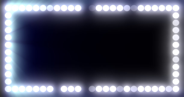 抽象的美丽框架发光的白色灯光和灯泡发光明亮的神奇能量在黑色的背景图片下载