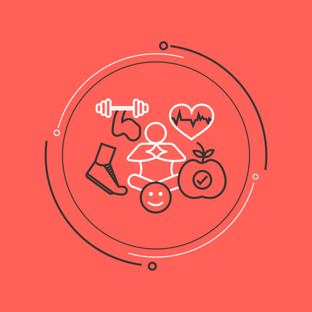 健康生活方式细线插图图片下载