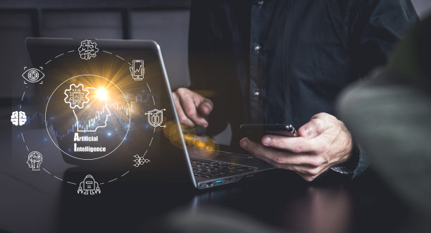 人工智能聊天是机器人的智能和高科技与人类交流。人工智能连接到全球网络聊天的概念。未来的新技术可以支持所有企业在网络空间上网图片下载