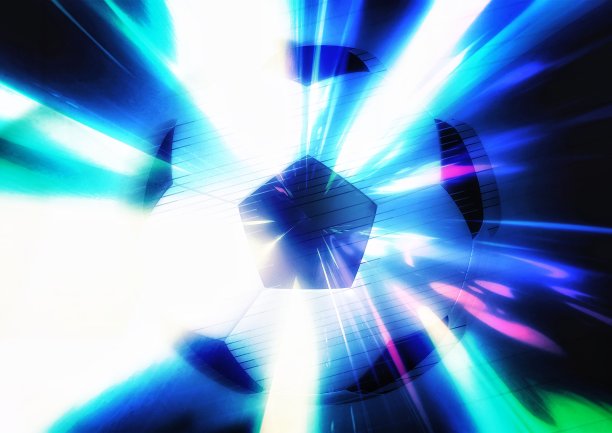 彩色发光足球的3d插图图片下载