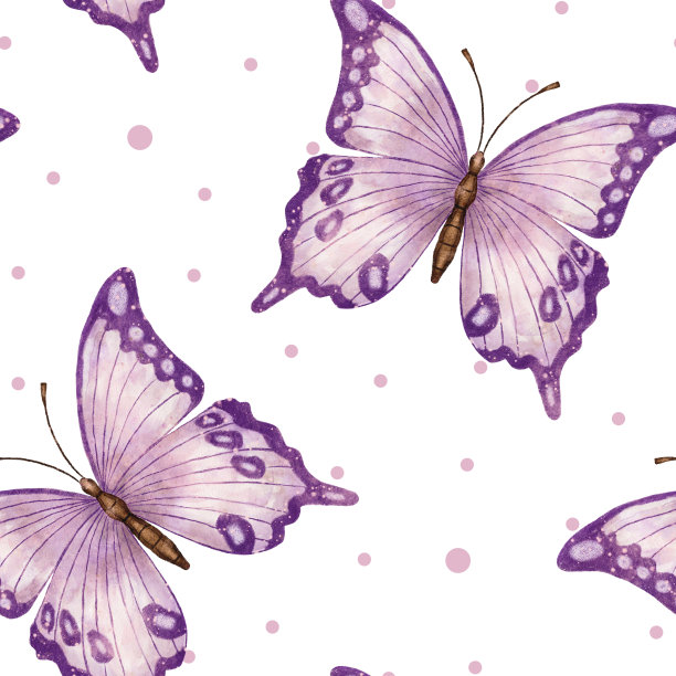 蝴蝶。水彩无缝图案与紫罗兰蝴蝶。野性的大自然。昆虫的插图。图片下载