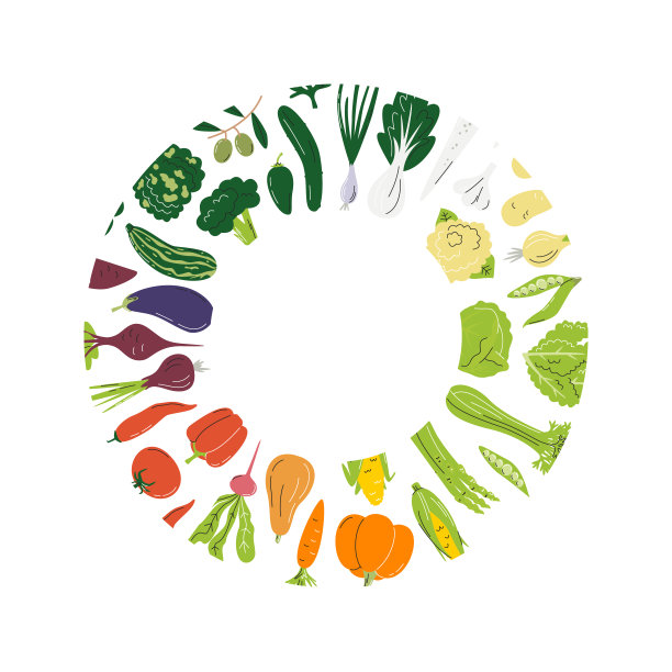 蔬菜的彩虹圆形框架与复制空间混合图片下载