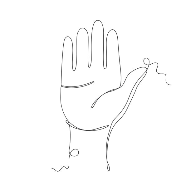 手掌连续的线条艺术美学艺术装饰。图片下载