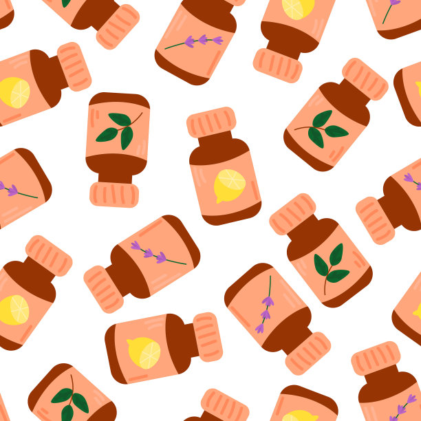 无缝图案瓶精油。图片下载