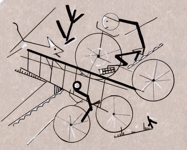 桥上骑自行车的人图片下载