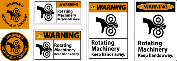 警告标志旋转机械请双手远离图片下载