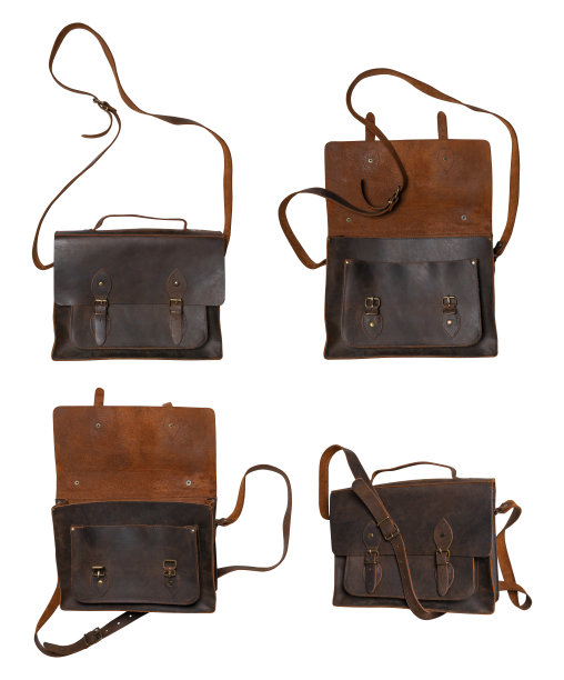 棕色皮革男士包，公文包孤立在白色背景。裁剪对象，文件行李箱，商务，单肩包，复古背包。时尚，风格，配饰模型图片下载