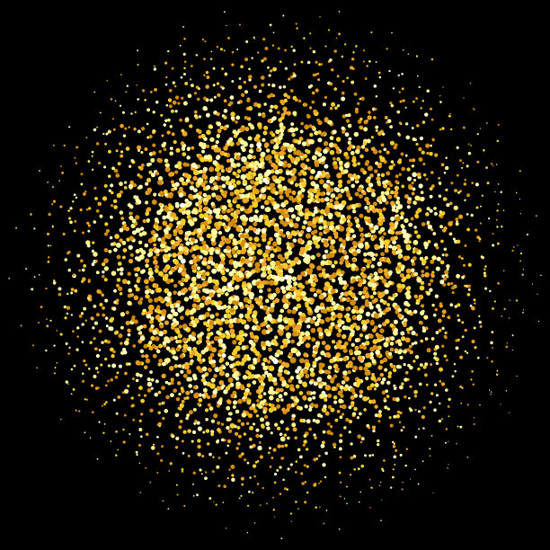 金色的五彩纸屑苍白。点缀闪光背景。简单的金圆点堆。黄色半色调纹理。圣诞装饰元素的邀请，横幅。矢量插图在黑暗的背景图片下载