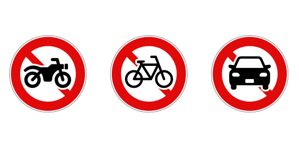 道路标志禁止汽车、摩托车和自行车停放图片下载