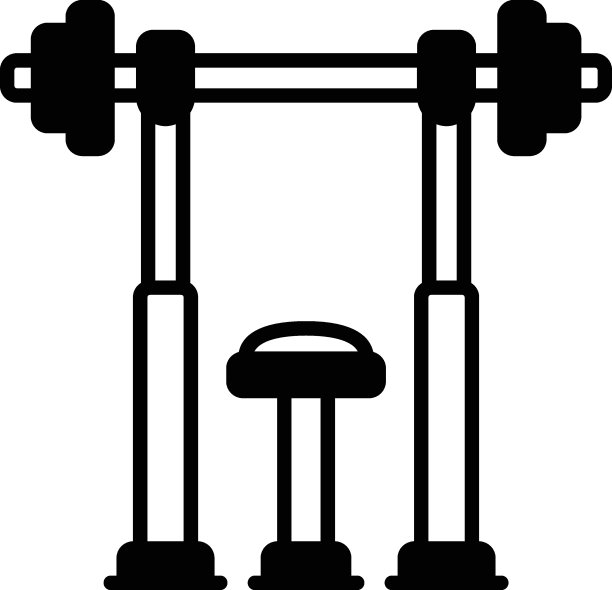 凳子概念，家庭健身房重量训练板凳矢量图标设计，健身和健康符号，锻炼和举重标志，个人训练设备库存插图图片下载