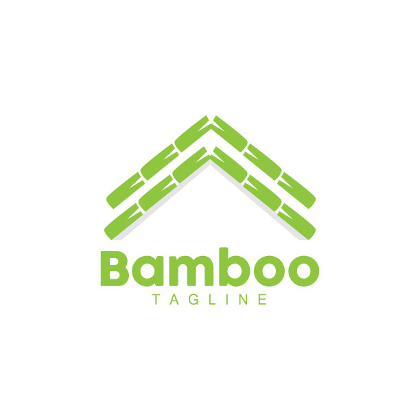 竹子标志，熊猫食品绿色植物矢量，简单的极简主义设计，说明元素模板图片下载