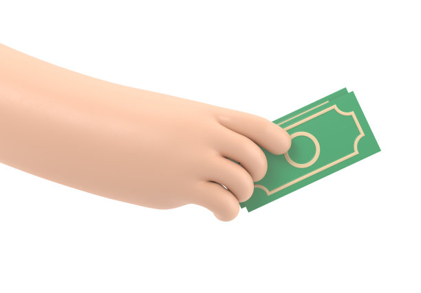 卡通手势图标模型。3d图标手与金币。货币概念，闪亮的金币设计元素，白底3D渲染。图片下载