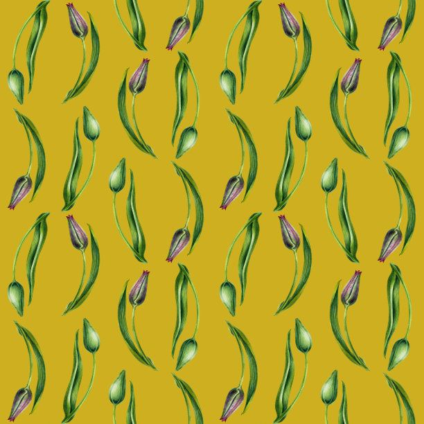 水彩手绘花卉无缝图案的粉红郁金香。插图用于生日，情人节，妇女和母亲节，婚礼请柬，卡片，包装纸，礼品，壁纸图片下载