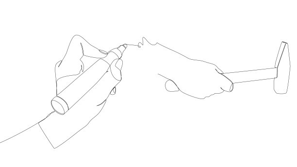 用毛毡尖笔画出的一条连续的铁锤线。细线插图矢量建筑行业概念。轮廓画创意。图片下载