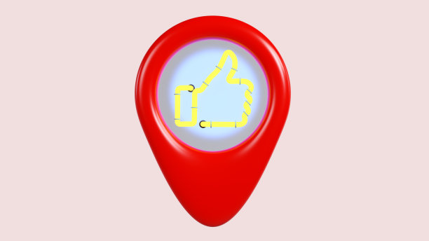 3d渲染的轻拇指图标在位置地图针GPS指针在彩色背景图片下载