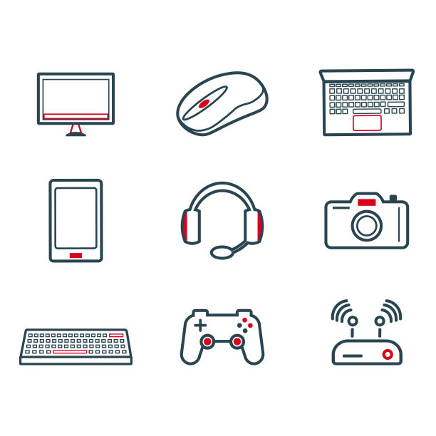 电子设备的一组图标。图片下载