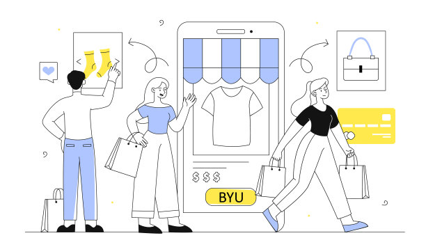 人们在移动购物线上的概念图片下载