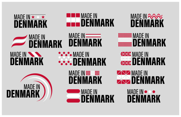 丹麦制造的图形和标签集。图片下载