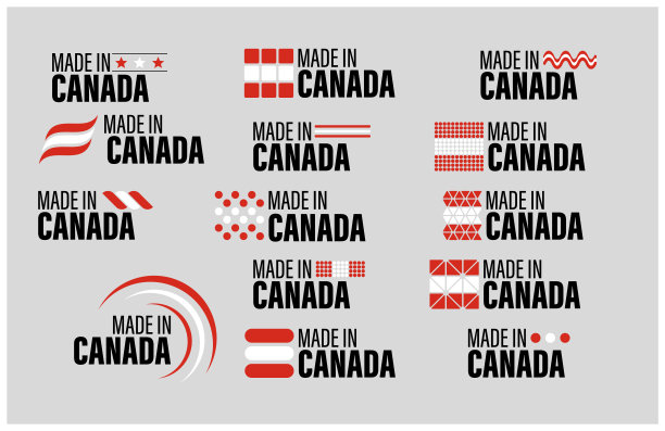 加拿大制造的图形和标签集。图片下载