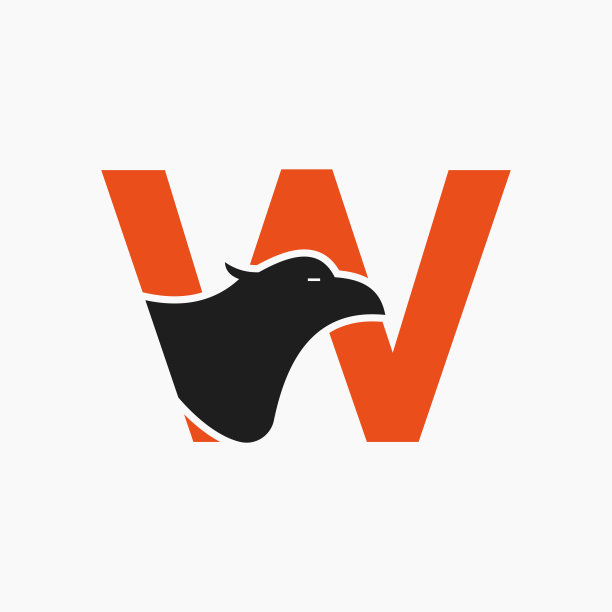 字母W鹰标志设计。交通符号矢量模板图片下载