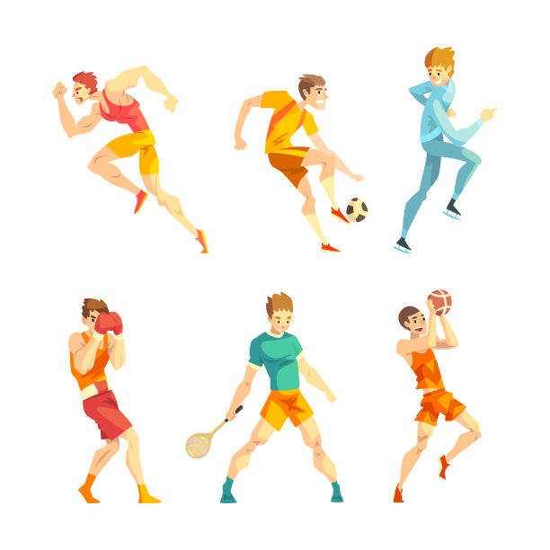 青年运动员做不同的运动身体活动训练身体向量集图片下载