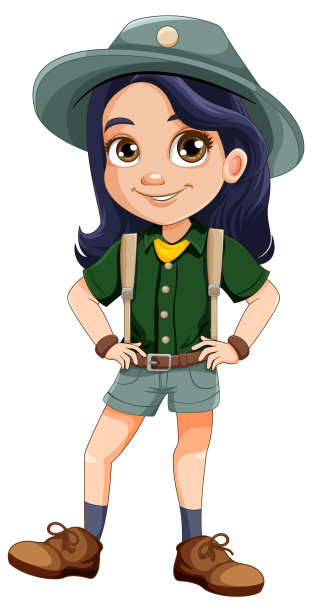 穿制服的女童子军卡通人物图片下载