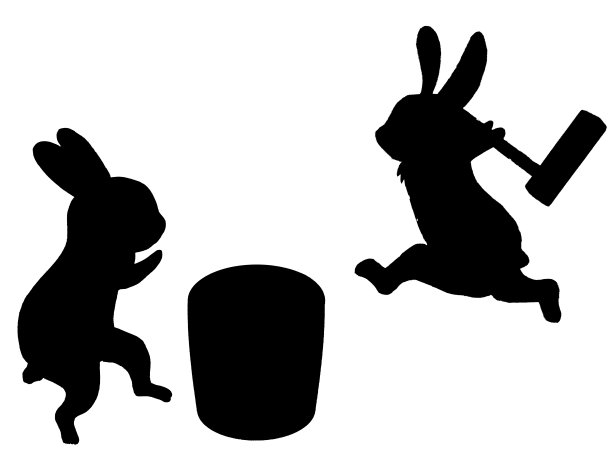 兔子砸年糕剪纸;轮廓图片下载