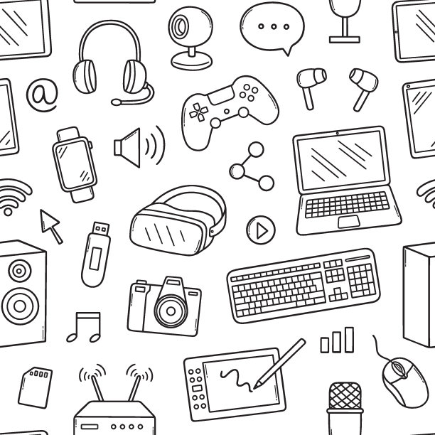 无缝图案的小工具涂鸦图片下载