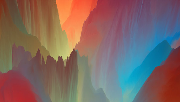 神奇的世界。色彩抽象的奇幻背景，超现实的梦幻风景。三维演示图片下载