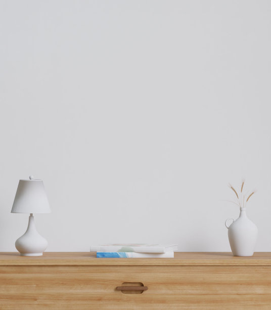 一个现代客厅的3d插图与时尚的白色室内设计和现代装饰图片下载