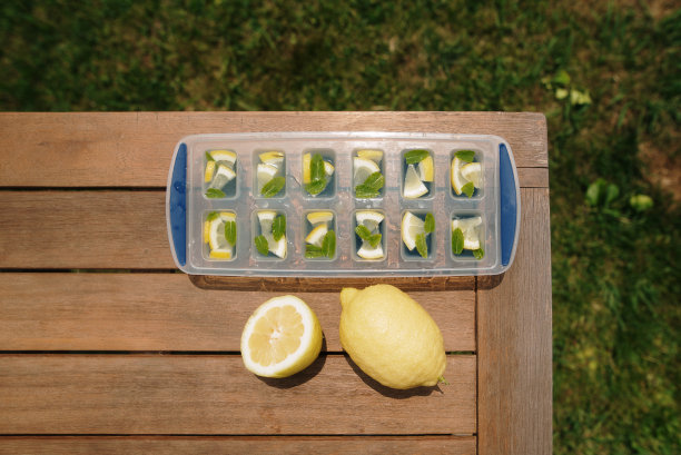 加入柠檬和薄荷的冰块图片下载