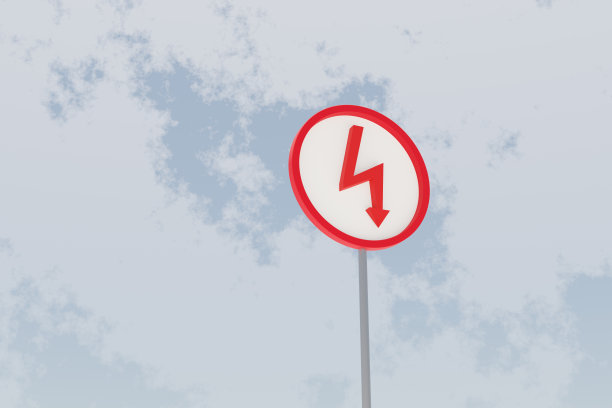 3d渲染的箭头路牌，背景是多云的天空。红圈造型设计图片下载