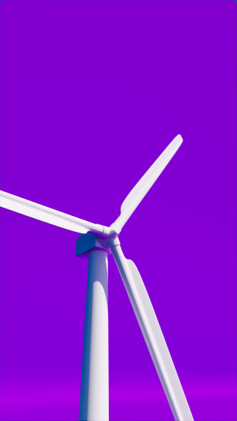 紫色空间与风力发电塔，三维插图图片下载