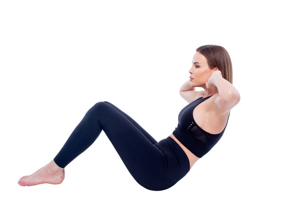 白人女性在做仰卧起坐的运动图片下载