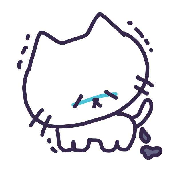 这是一只可爱的白猫的插图，它似乎得了腹泻图片下载