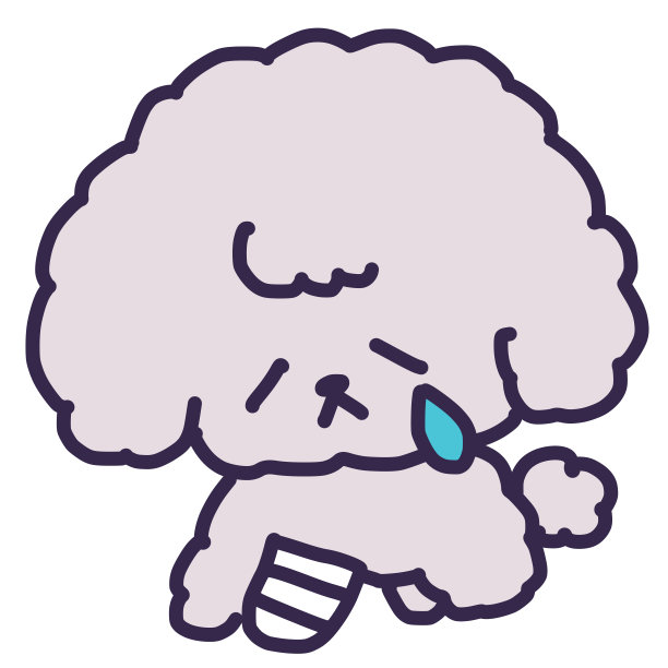 Illustration of a cute Toy Poodle dog crying with broken bones and bandages图片下载