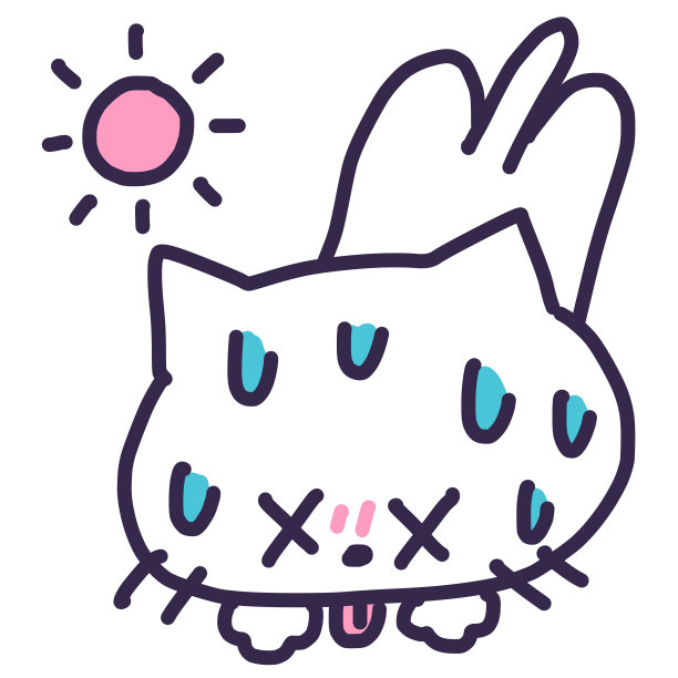 一只可爱的白猫中暑流汗倒地的插图图片下载