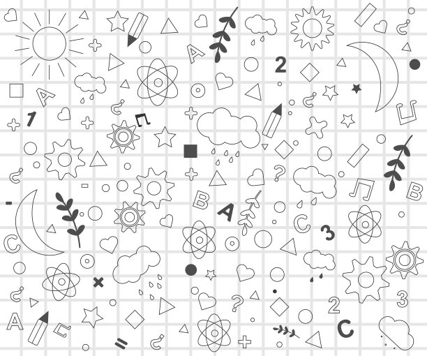 回到学校的一组元素在一个笼子里的一张纸上笔画。欢迎回到学校。行说明。向量图片下载