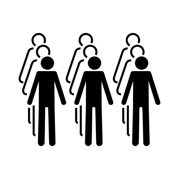 ISO 7001 BP 005:排成或排成三人队。国际标准三线公共信息标志。图片下载