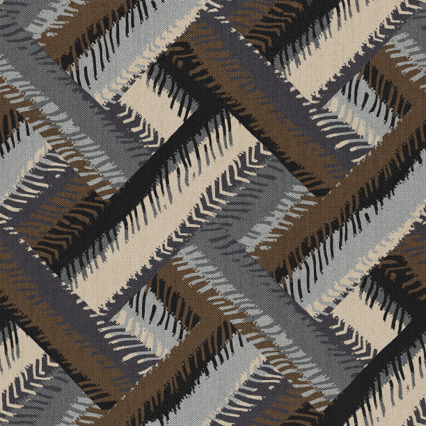 地毯无缝纹理与对角交叉条纹图案，民族织物，grunge背景，波西米亚风格的图案，3d插图图片下载