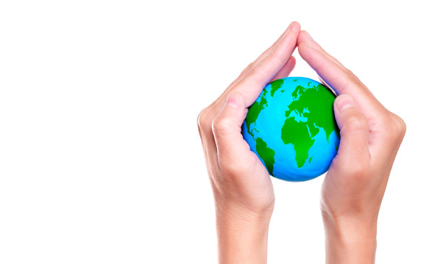 用手遮蔽的地球特写图片下载